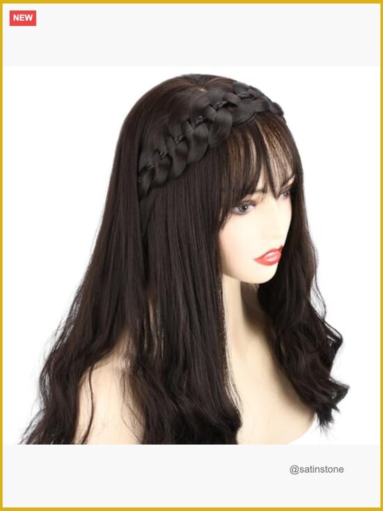 Wide Braided Synthetic Hair Headband Hairpiece for Women - Adjustable
